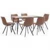 vidaXL 7 Piece Dining Set Medium Brown Faux Leather
