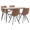 vidaXL 5 Piece Dining Set Medium Brown Faux Leather vidaXL 5 Piece Dining Set Medium Brown Faux Leather