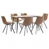 vidaXL 7 Piece Dining Set Cognac Faux Leather vidaXL 7 Piece Dining Set Cognac Faux Leather