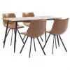 vidaXL 5 Piece Dining Set Cognac Faux Leather