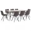 vidaXL 9 Piece Dining Set Brown Faux Leather