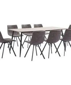 vidaXL 9 Piece Dining Set Brown Faux Leather