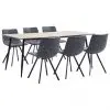 vidaXL 7 Piece Dining Set Black Faux Leather vidaXL 7 Piece Dining Set Black Faux Leather