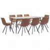 vidaXL 9 Piece Dining Set Medium Brown Faux Leather