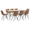 vidaXL 9 Piece Dining Set Cognac Faux Leather