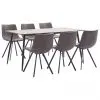vidaXL 7 Piece Dining Set Brown Faux Leather