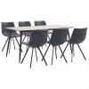 vidaXL 7 Piece Dining Set Black Faux Leather