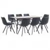 vidaXL 9 Piece Dining Set Black Faux Leather