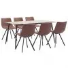 vidaXL 7 Piece Dining Set Medium Brown Faux Leather