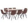 vidaXL 9 Piece Dining Set Medium Brown Faux Leather vidaXL 9 Piece Dining Set Medium Brown Faux Leather