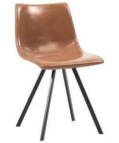 vidaXL 7 Piece Dining Set Cognac Faux Leather