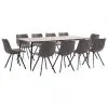 vidaXL 11 Piece Dining Set Brown Faux Leather