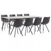 vidaXL 9 Piece Dining Set Black Faux Leather vidaXL 9 Piece Dining Set Black Faux Leather