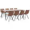 vidaXL 9 Piece Dining Set Medium Brown Faux Leather vidaXL 9 Piece Dining Set Medium Brown Faux Leather