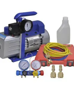 vidaXL Single Stage Vacuum Pump with 4-Way Manifold Gauge Set