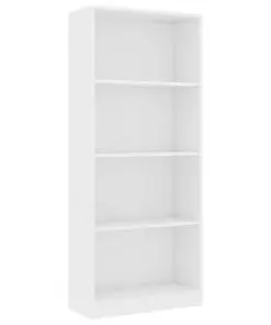 vidaXL 4-Tier Book Cabinet White 60x24x142 cm Chipboard