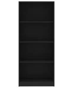 vidaXL 4-Tier Book Cabinet Black 60x24x142 cm Chipboard