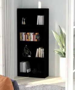 vidaXL 4-Tier Book Cabinet Black 60x24x142 cm Chipboard