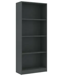 vidaXL 4-Tier Book Cabinet Grey 60x24x142 cm Chipboard