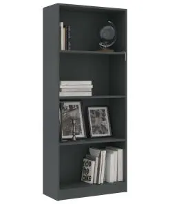 vidaXL 4-Tier Book Cabinet Grey 60x24x142 cm Chipboard