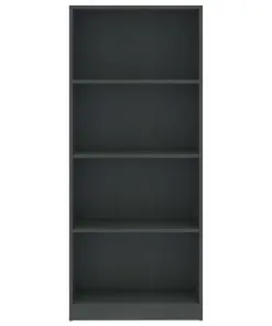 vidaXL 4-Tier Book Cabinet Grey 60x24x142 cm Chipboard