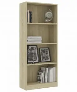 vidaXL 4-Tier Book Cabinet Sonoma Oak 60x24x142 cm Chipboard