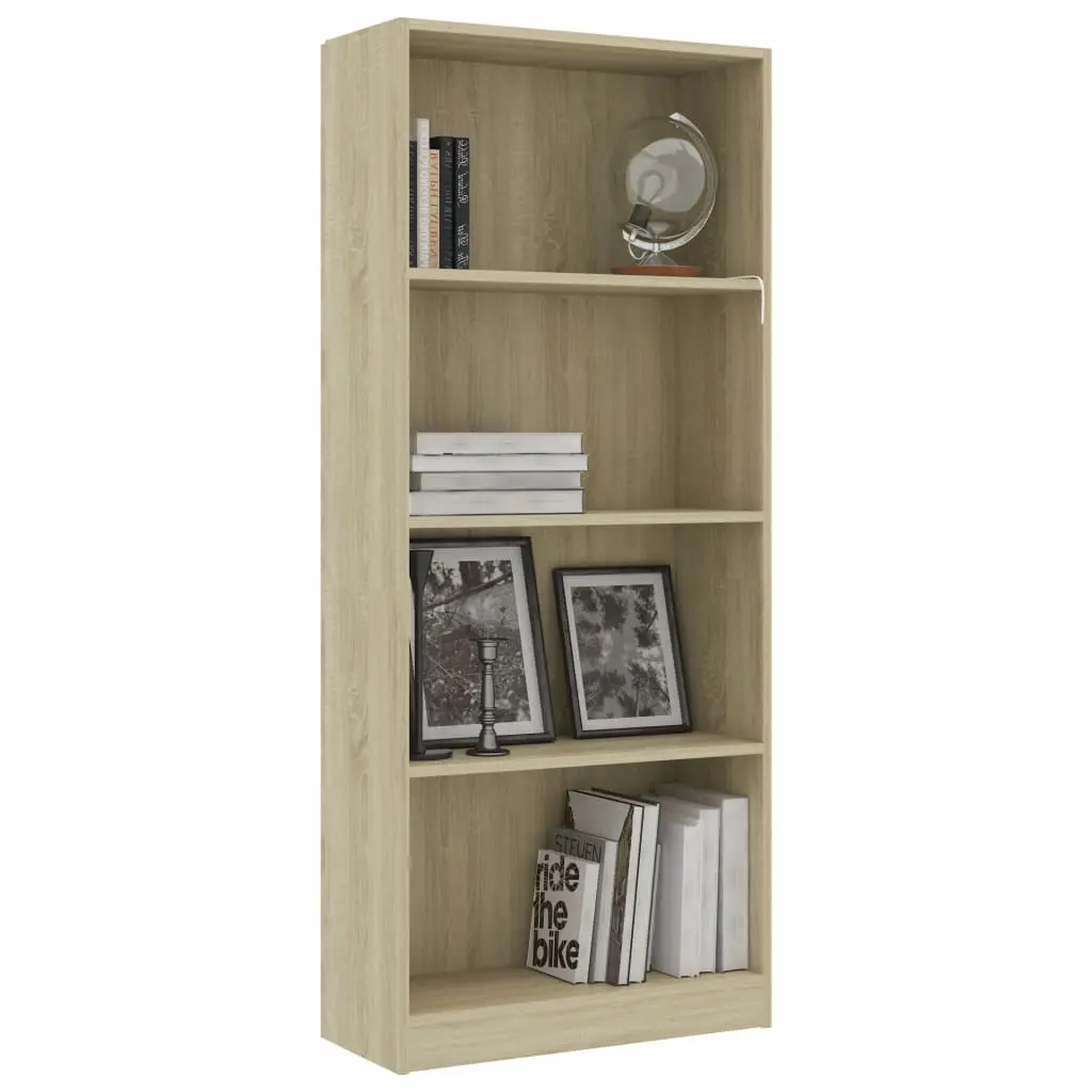 vidaXL 4-Tier Book Cabinet Sonoma Oak 60x24x142 cm Chipboard