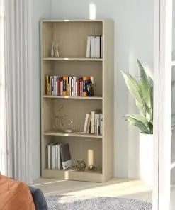 vidaXL 4-Tier Book Cabinet Sonoma Oak 60x24x142 cm Chipboard