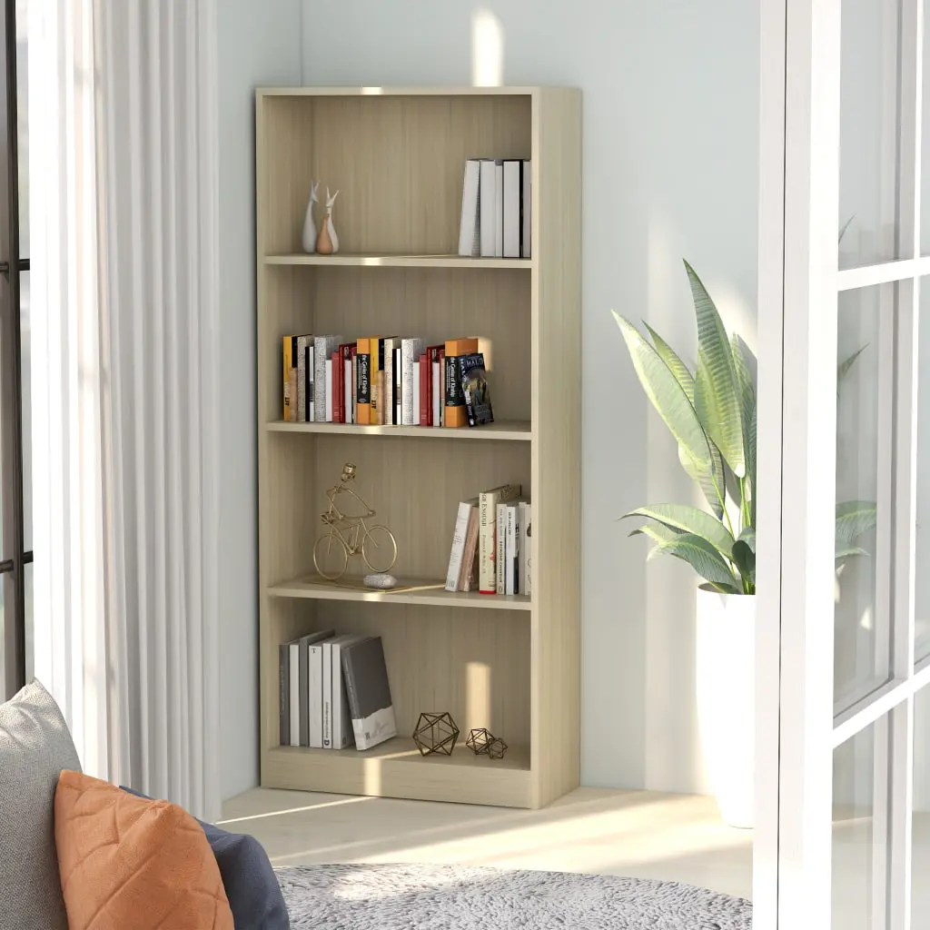 vidaXL 4-Tier Book Cabinet Sonoma Oak 60x24x142 cm Chipboard