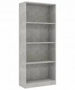 vidaXL 4-Tier Book Cabinet Concrete Grey 60x24x142 cm Chipboard
