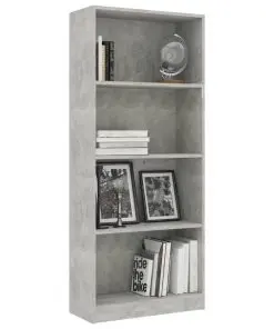 vidaXL 4-Tier Book Cabinet Concrete Grey 60x24x142 cm Chipboard