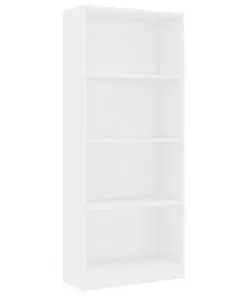 vidaXL 4-Tier Book Cabinet High Gloss White 60x24x142 cm Chipboard