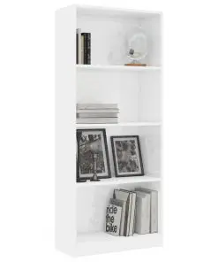 vidaXL 4-Tier Book Cabinet High Gloss White 60x24x142 cm Chipboard