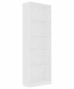 vidaXL 5-Tier Book Cabinet White 60x24x175 cm Chipboard