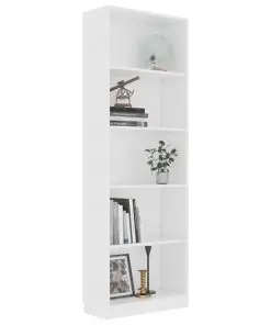 vidaXL 5-Tier Book Cabinet White 60x24x175 cm Chipboard