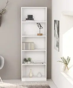 vidaXL 5-Tier Book Cabinet White 60x24x175 cm Chipboard
