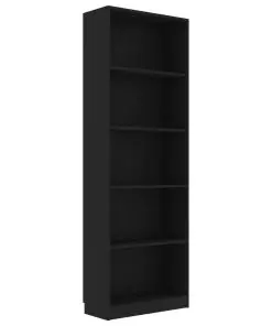 vidaXL 5-Tier Book Cabinet Black 60x24x175 cm Chipboard
