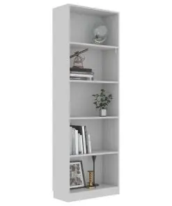 vidaXL 5-Tier Book Cabinet Grey 60x24x175 cm Chipboard
