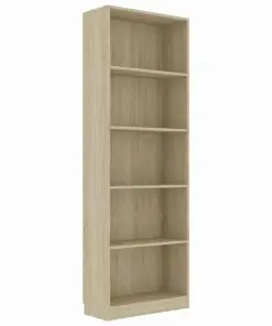 vidaXL 5-Tier Book Cabinet Sonoma Oak 60x24x175 cm Chipboard
