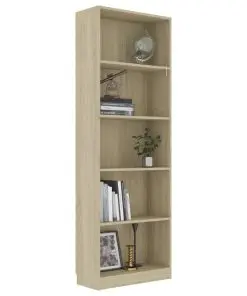 vidaXL 5-Tier Book Cabinet Sonoma Oak 60x24x175 cm Chipboard