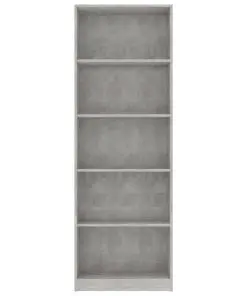 vidaXL 5-Tier Book Cabinet Concrete Grey 60x24x175 cm Chipboard