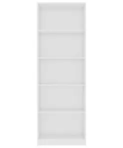 vidaXL 5-Tier Book Cabinet High Gloss White 60x24x175 cm Chipboard