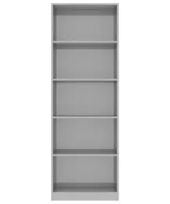 vidaXL 5-Tier Book Cabinet High Gloss Grey 60x24x175 cm Chipboard