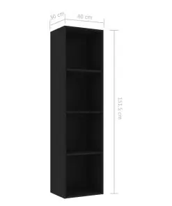 vidaXL Book Cabinet Black 40x30x151.5 cm Chipboard