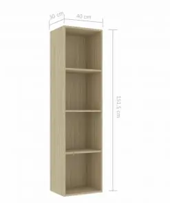 vidaXL Book Cabinet Sonoma Oak 40x30x151.5 cm Chipboard