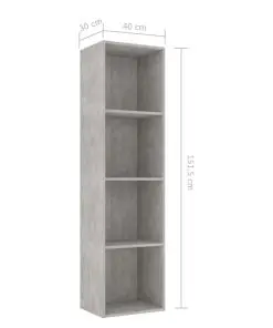 vidaXL Book Cabinet Concrete Grey 40x30x151.5 cm Chipboard