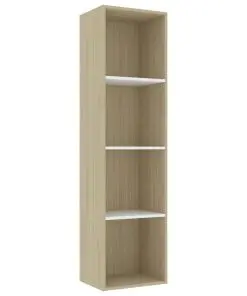 vidaXL Book Cabinet White and Sonoma Oak 40x30x151.5 cm Chipboard
