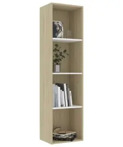 vidaXL Book Cabinet White and Sonoma Oak 40x30x151.5 cm Chipboard
