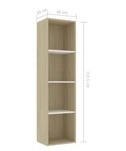 vidaXL Book Cabinet White and Sonoma Oak 40x30x151.5 cm Chipboard
