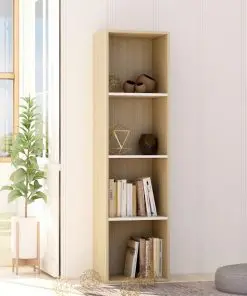 vidaXL Book Cabinet White and Sonoma Oak 40x30x151.5 cm Chipboard